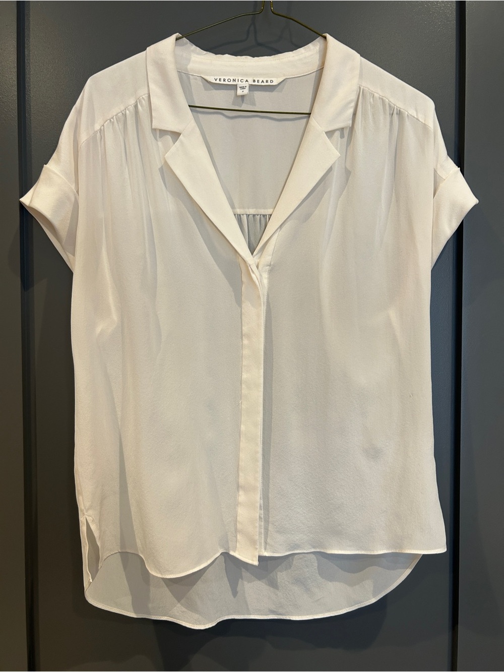 Veronica Beard Merci Short-Sleeve Silk Blouse
